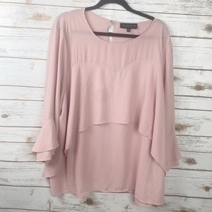 ELOQUII Sweetheart Pink top with Ruffle Sleeve Sz. 24